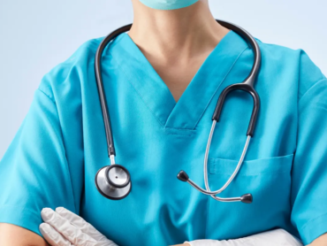 Healthcare professionals wearing custom medical scrubs designed for comfort, professional appearance, and healthcare facility branding.